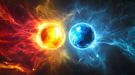 Visual representation of ionic bonding with charged particles, selective focus, fundamental chemistry, vibrant, fusion, educational poster backdrop. Ionic. Illustration