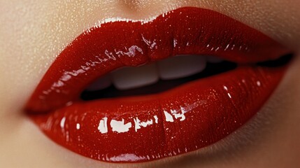 Obraz premium woman's beauty red lips and professional hollywood make up