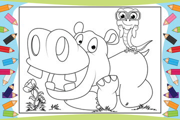 coloring animal cartoon for kids