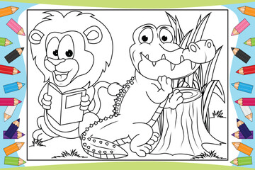 coloring animal cartoon for kids
