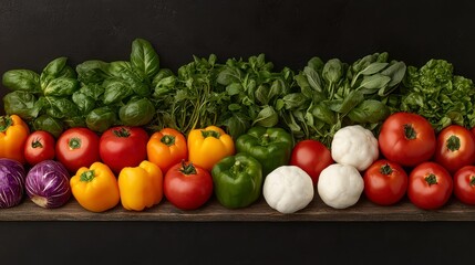 Vibrant Harvest A Colorful Array of Fresh Vegetables and Herbs