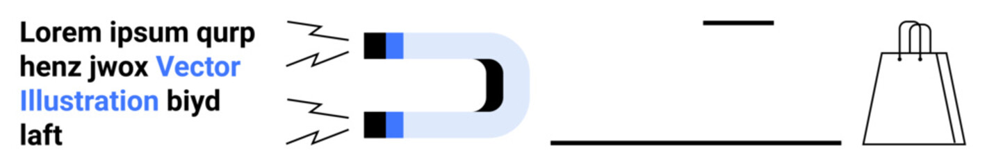 Magnet pulls shopping bag across whitespace to show attraction in marketing. Ideal for e-commerce, customer loyalty, consumer behavior, sales strategy, online shopping, retail business, conversions