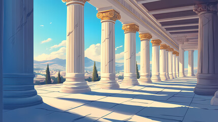 Fototapeta premium Greek columns. Ionic. Illustration