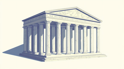 Obraz premium Greek roman stone marble architecture. Ionic. Illustration