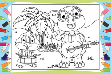 Fototapeta premium coloring animal cartoon for kids