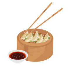Vector Illustration Logo Clipart Steamed gyoza or jiaozi dumpling