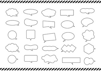 シンプルなモノクロの吹き出しセット