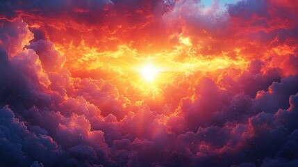 Bright Sky Sunlight Clouds Vibrant Abstract Digital Art