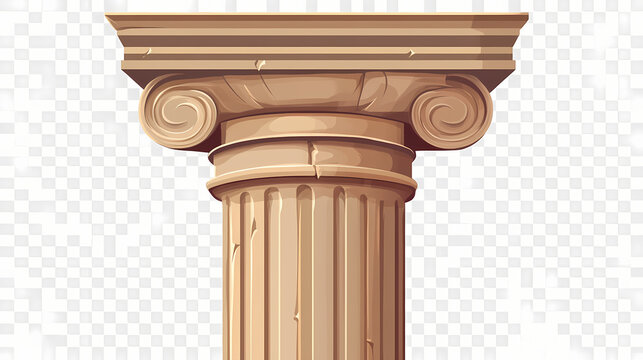 Greek column or piller on transparent background. Ionic. Illustration