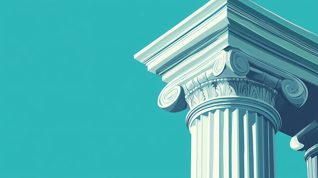 An illustration of a classic greek or roman ionic column pillar. Ionic. Illustration