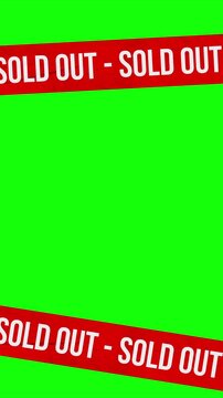 HD animation of a poster unrolling with the word Sold Out on a green chroma key background. Animation for businesses, entrepreneurs, and social media.