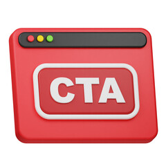 call to action website 3d icon isolated on the transparent background