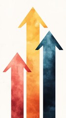 Fototapeta premium A vibrant illustration featuring three upward arrows in red, orange, and blue, symbolizing growth, progress, and forward movement.