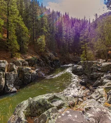 Fleecedeken met foto Pecos River Running Through The Granite Walls of Pecos Canyon, New Mexico, USA © Billy McDonald