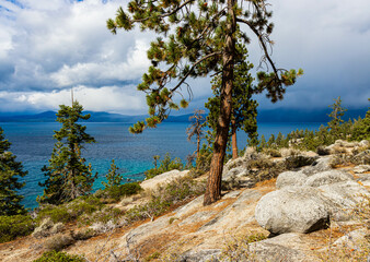 View of Hidden Beach From The Tahoe East Shore Trail, Lake Tahoe, Nevada, USA