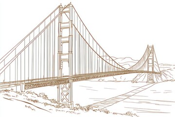 Fototapeta premium Golden Gate Bridge Sketch