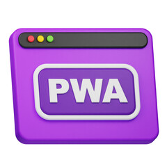 pwa website 3d icon isolated on the transparent background