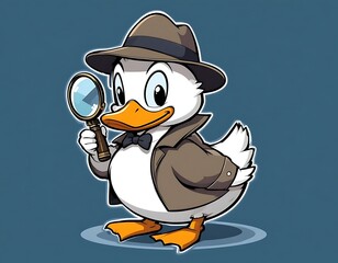 Obraz premium A duck dressed as a detective with a magnifying glass vector
