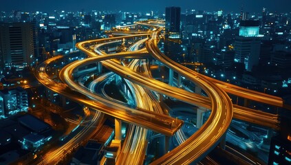 Elevated Highway Network at Night