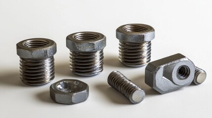 Close-up of Metallic Fasteners and Connectors