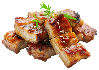 PNG Frid crispy Hongkong belly pork food meat appetizing.