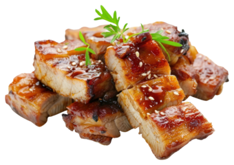 PNG Frid crispy Hongkong belly pork food meat appetizing.