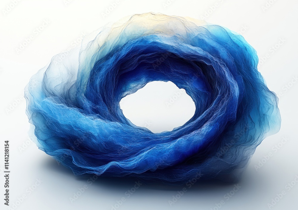 Poster fluid abstract circular design in blue and black on white background modern minimalism