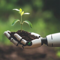 Robotic Hand Holding a Sapling