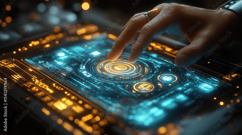 Poster iso standards quality assurance and control in digital business technology with holographic interact