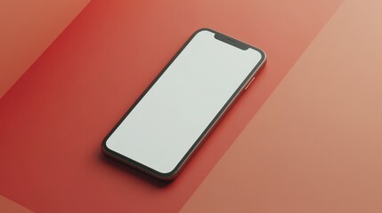 Modern Smartphone Mockup Blank Screen Red Background Mobile App Design