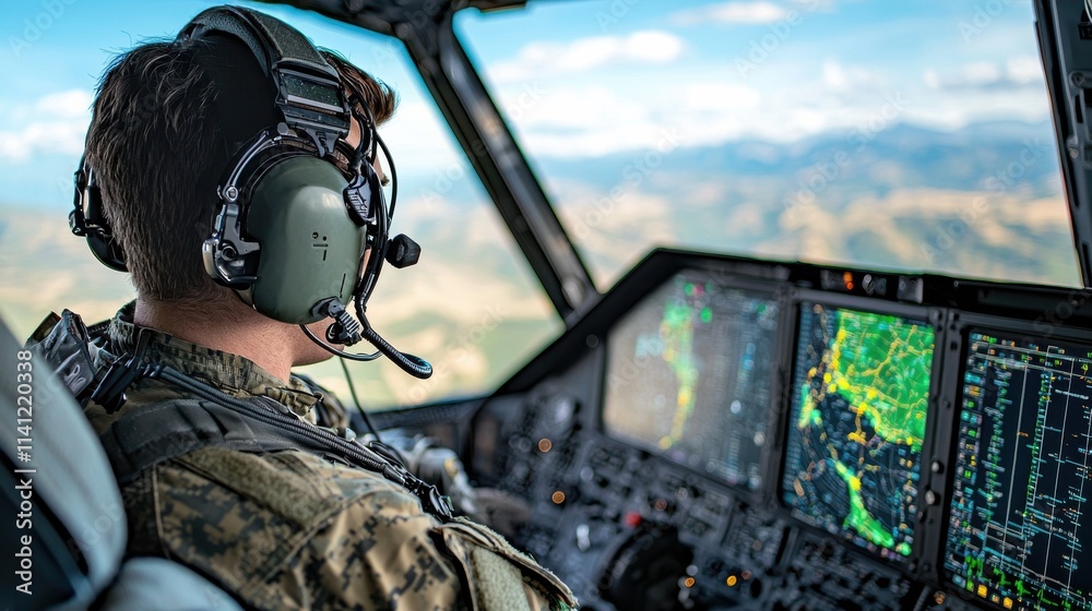 Aufkleber strategic operations command center military base holographic displays high-tech environment aerial 
