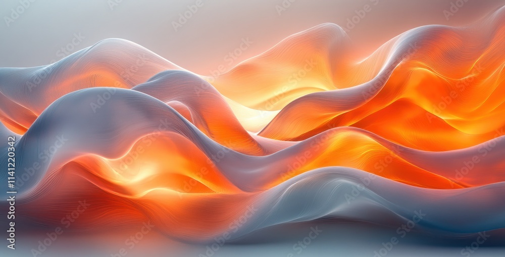 Aufkleber abstract fluid shapes translucent ribbons modern digital art minimalist background soft light