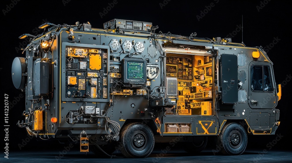Leinwandbilder Advanced mobile command unit deployment tactical operations center high-tech environment strategic overview electron standard innovation
