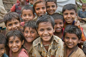 Group of Indian children in Kolkata.