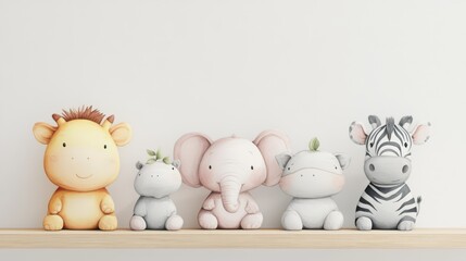 Adorable Safari Animals Nursery Decor Cute Wildlife Baby Animals Kids Room Art Watercolor