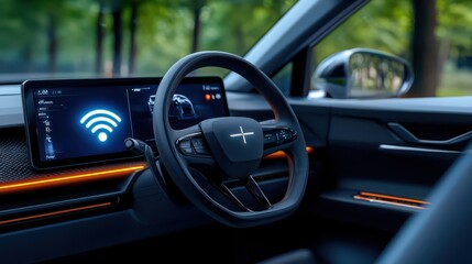 Connected Car Interior Wifi Dashboard Modern Auto Technology