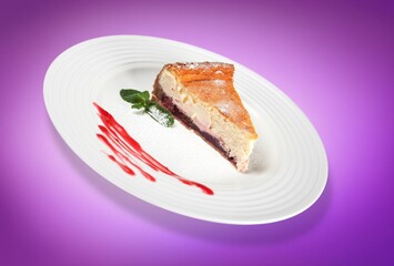 Traditional tasty fresh cake on the desk
