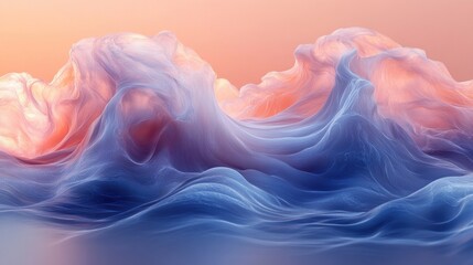 Fototapeta premium Abstract Wave Design Curved Glass 3D Render Iridescent Fluid Art Minimalist Background