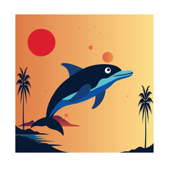 Cute sea beach vector illustration