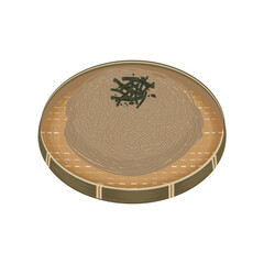Vector Illustration Logo Clipart zaru soba or cold soba noodles on a Bamboo Weave Plate