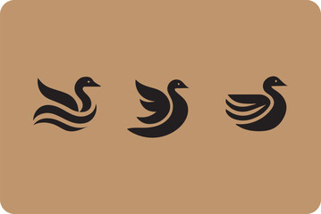 Vector Collection of goose Silhouettes design template goose logo, goose black icon set, vector.