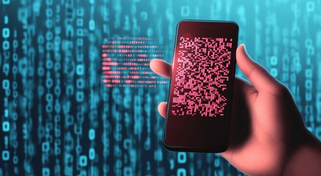 Smartphone QR Code Scanner in Hand for Digital Payment and Promotion