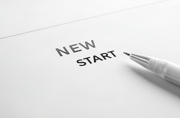 New Start Concept with Pen on White Background. Ideal for themes of motivation, success, and planning.