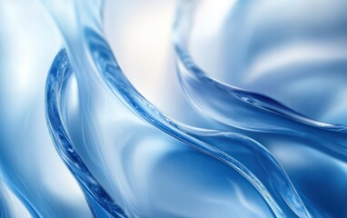 Fototapeta premium Translucent Blue Glass Shapes Abstract Design with Soft Backlighting and Curved Geometry