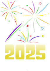 Newyear firework 2025 design vector on white background,newyear 2025 firework party stock vector 