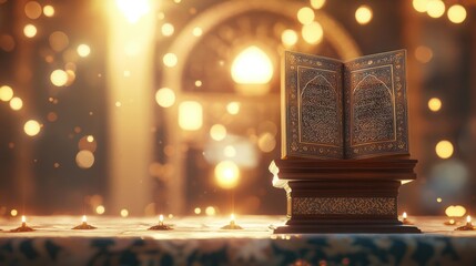 Holy Book on a Stand with a Warm Glow