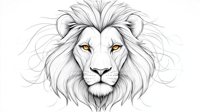 A lion with yellow eyes and a white mane