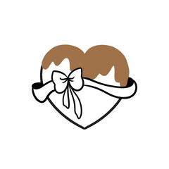 透過されたチョコレートがかかったリボンのついたハート