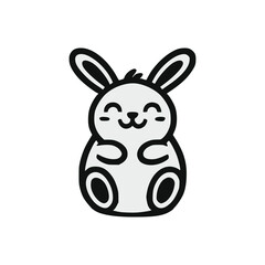 happy rabbit pet animal logo vector illustration template design
