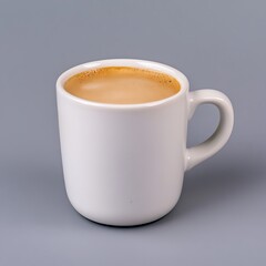 Fototapeta premium Freshly Brewed Coffee in a Clean White Mug Against Gray Background